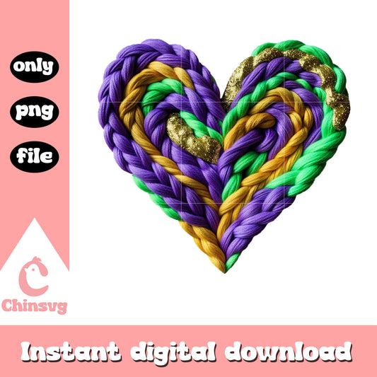 Heart crochet mardi gras png, new orleans mardi gras​​ png