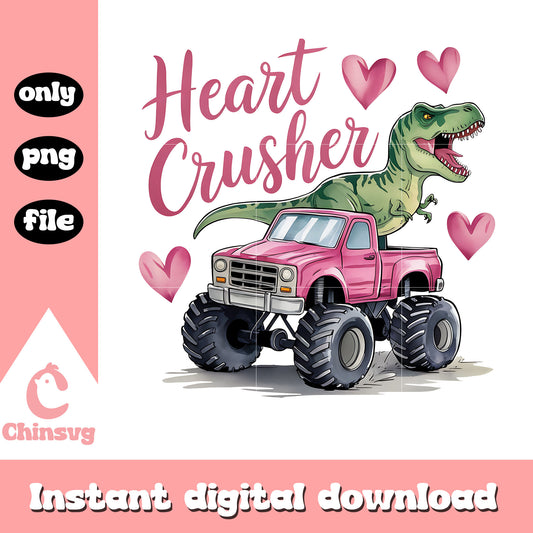 Heart crusher dinosaur and truck png, crush png, valentine png