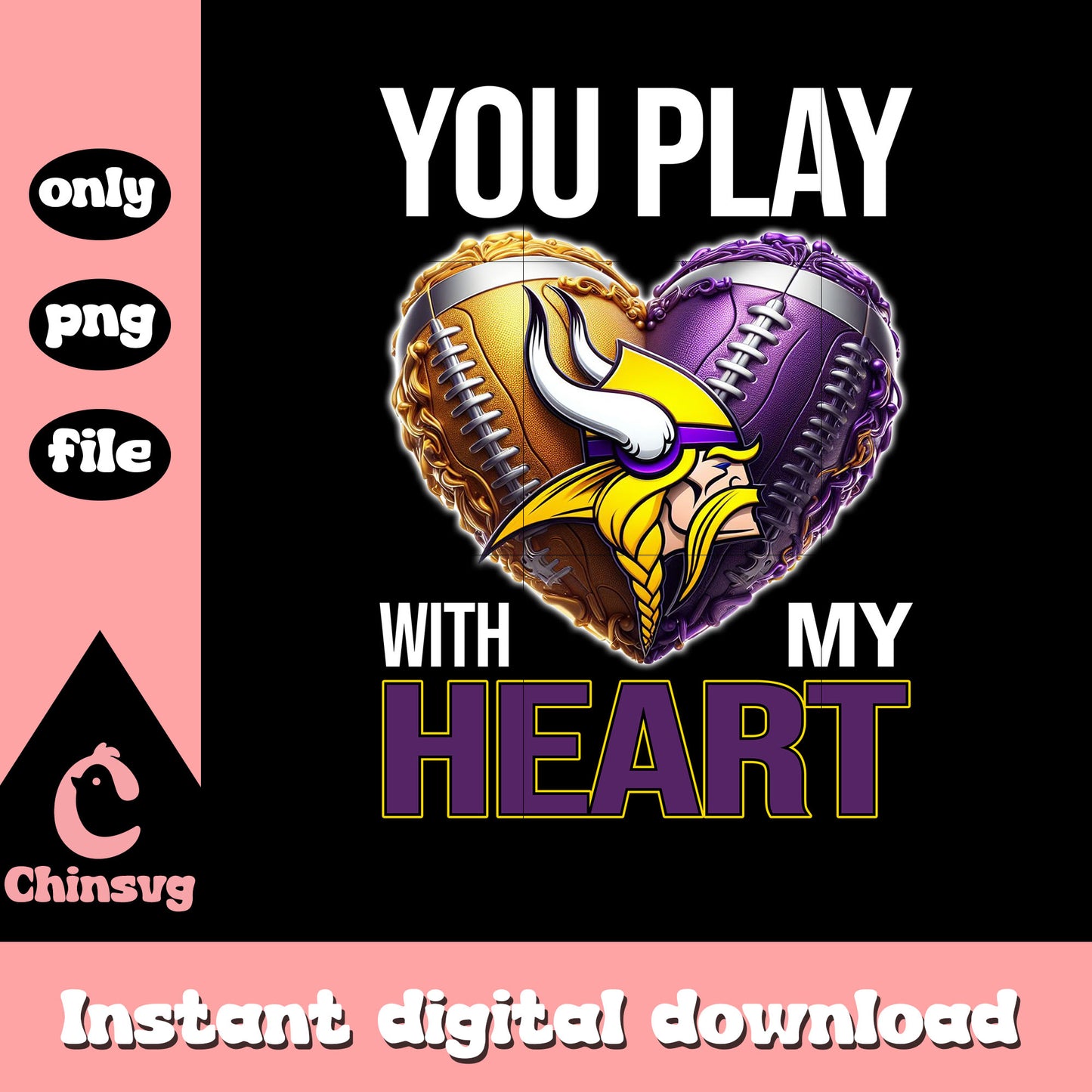 Heart custom vikings logo png, minnesota vikings news​​​ png