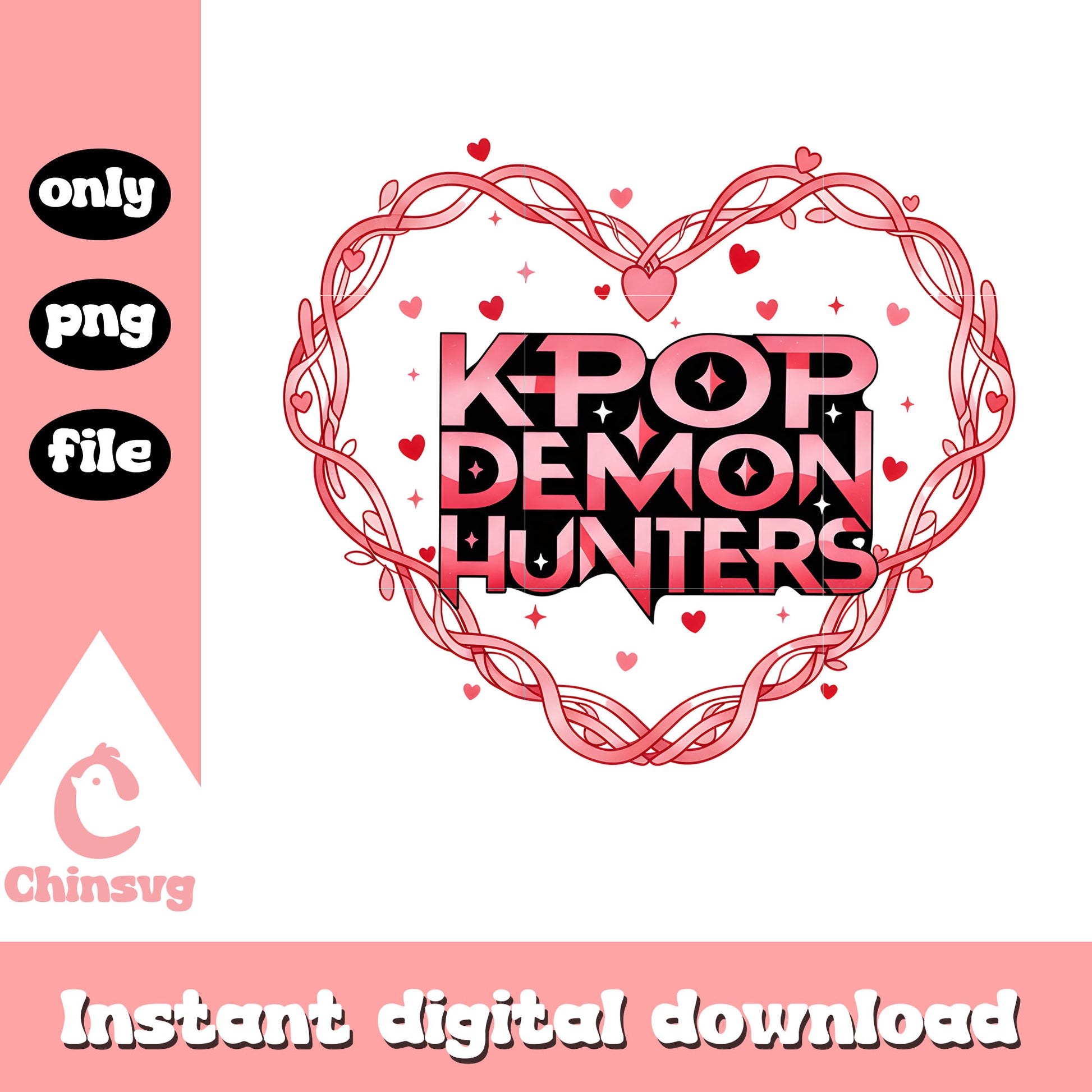 Heart design logo huntrix png, kpop valentines cards​ png