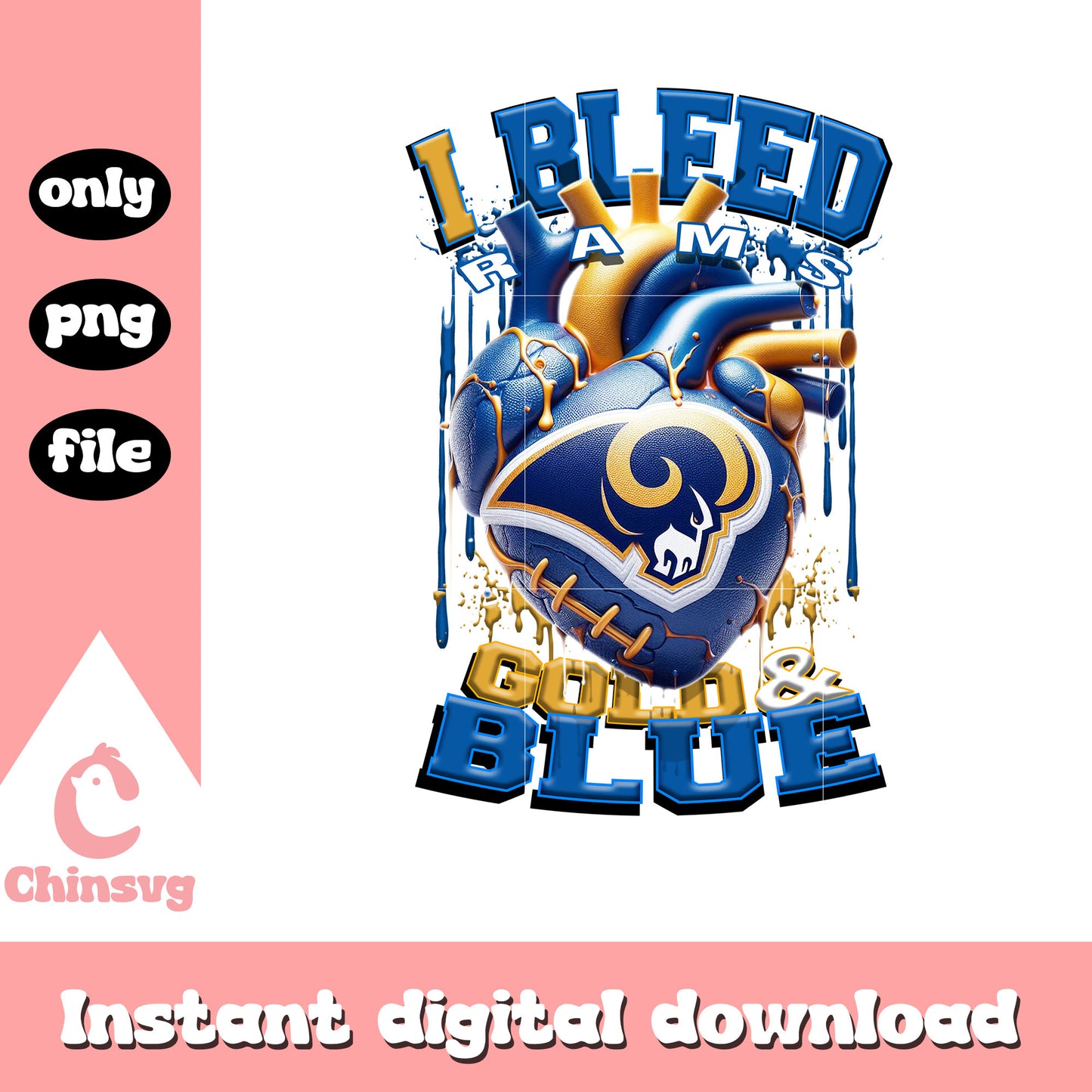 Heart gold and blue team foot ball nfl png, foot ball  png