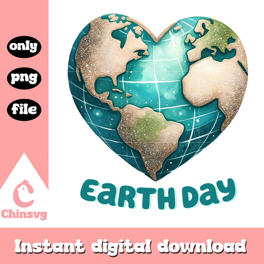 Heart planet design earth day png, earth to day png, planet png