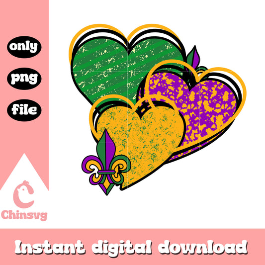 Hearts color mardi gras png, new orleans parade schedule​​ png