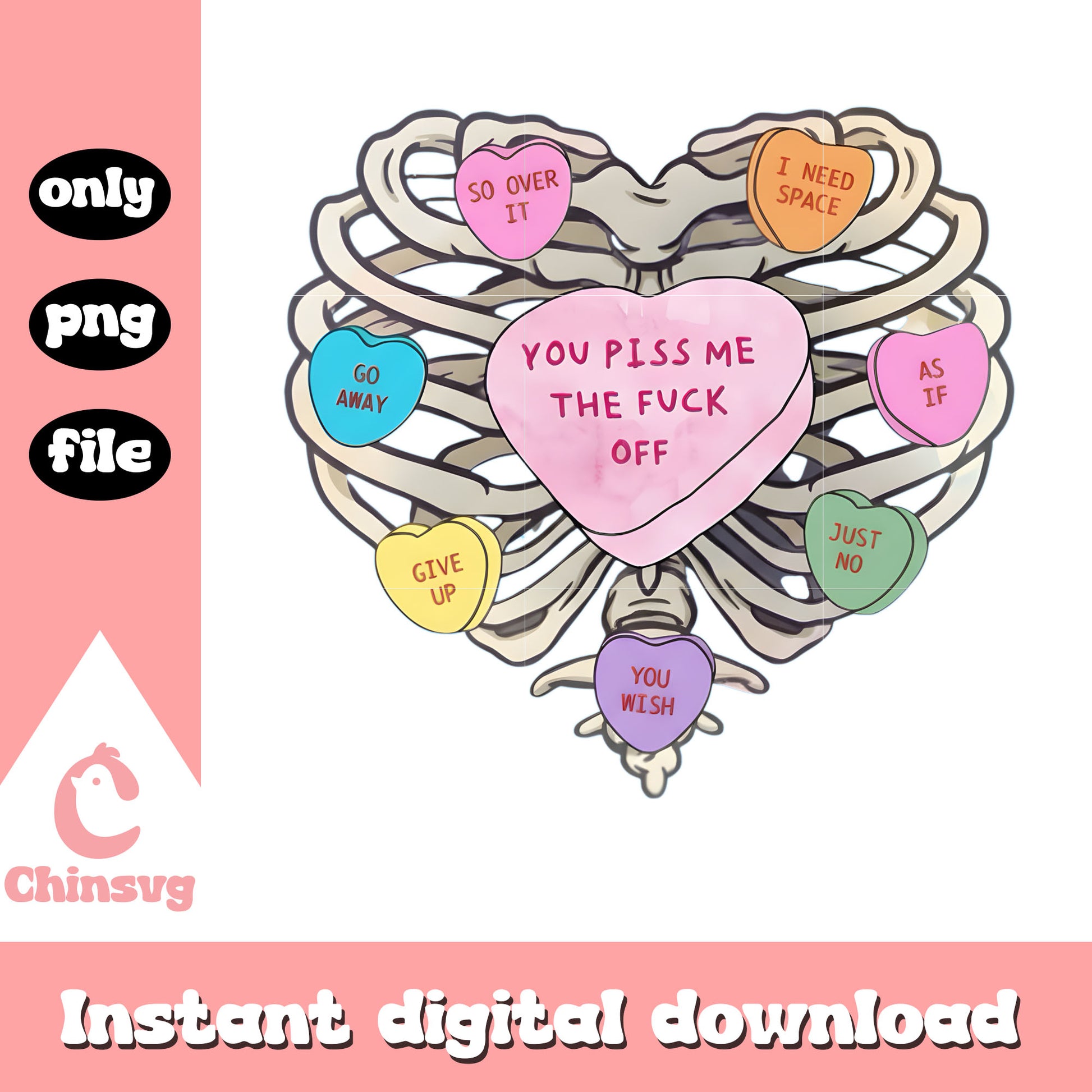 Hearts color skeleton valentine png, valentine skeletons​​​ png