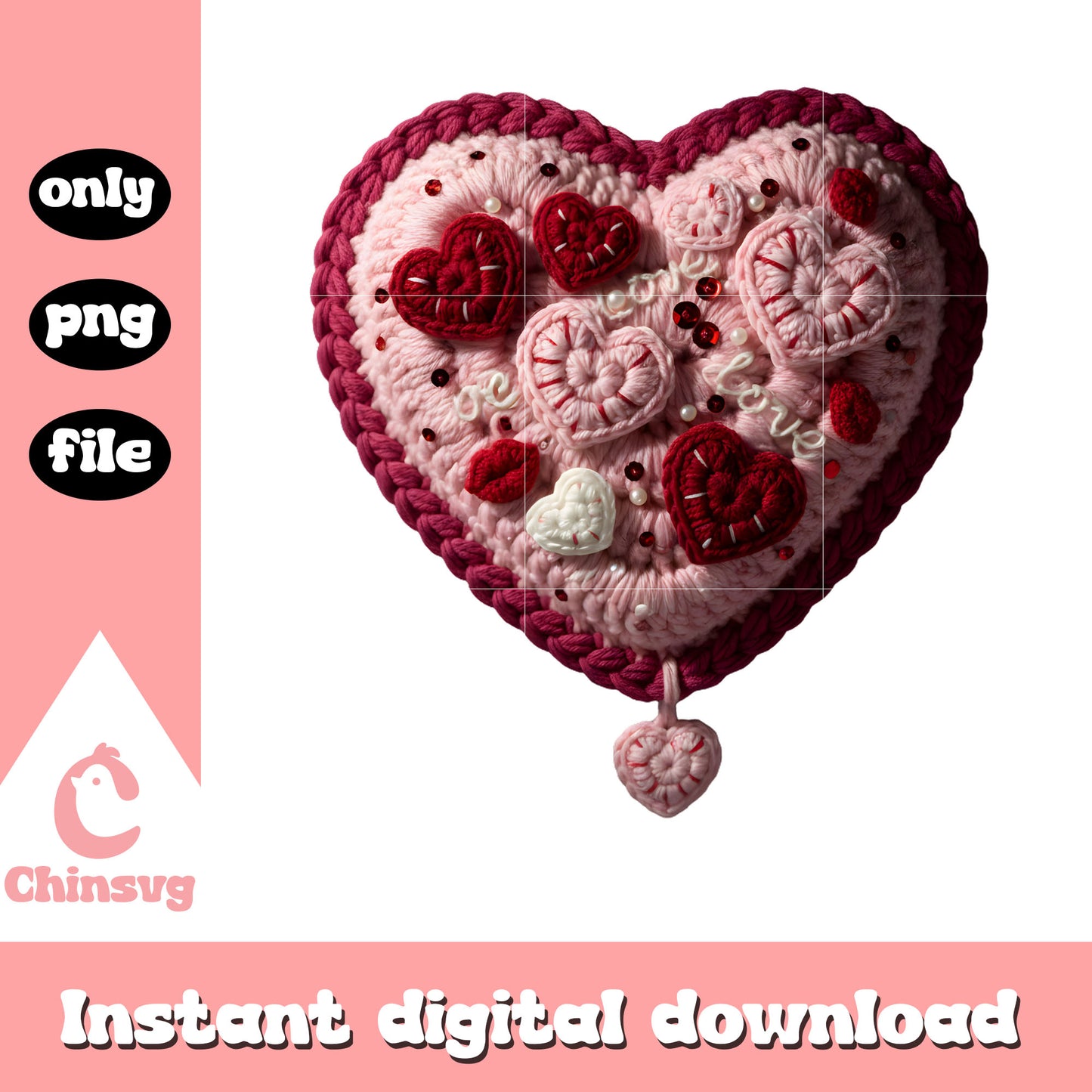 Hearts custom crochet valentine png, valentines hearts​​ png