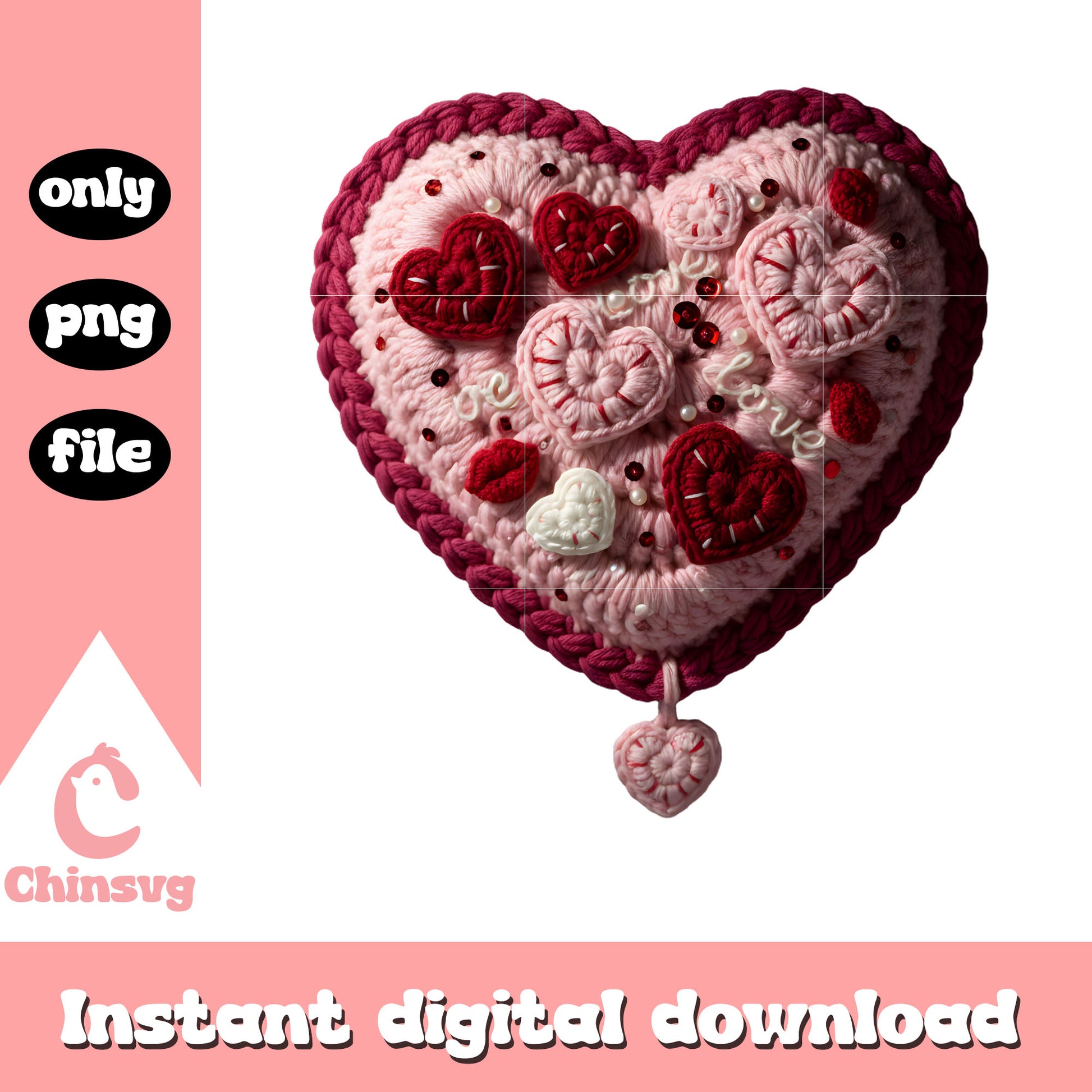 Hearts custom crochet valentine png, valentines hearts​​ png