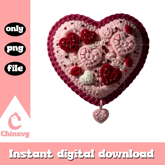 Hearts custom crochet valentine png, valentines hearts​​ png