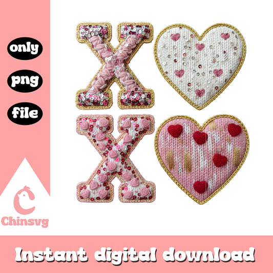 Hearts custom valentine crochet png, happy valentine my love​​ png