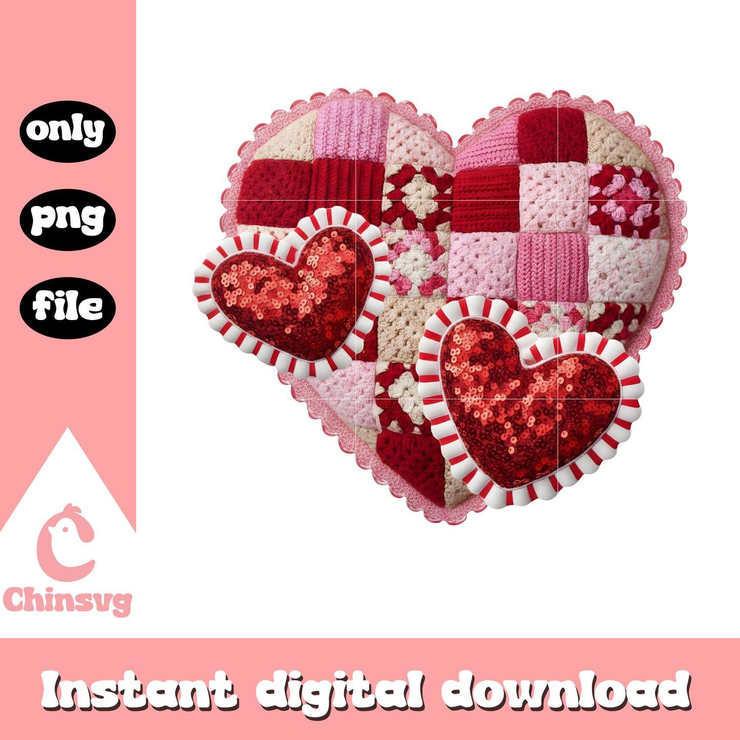 Hearts custom valentine crochet png, heart valentine's day png