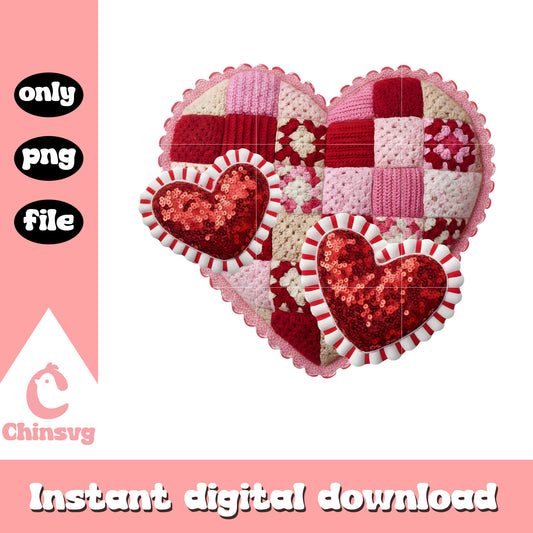 Hearts custom valentine crochet png, heart valentine's day png