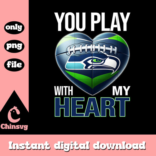 Heart seahawks blue custom png, nfl seattle seahawks​​​​ png