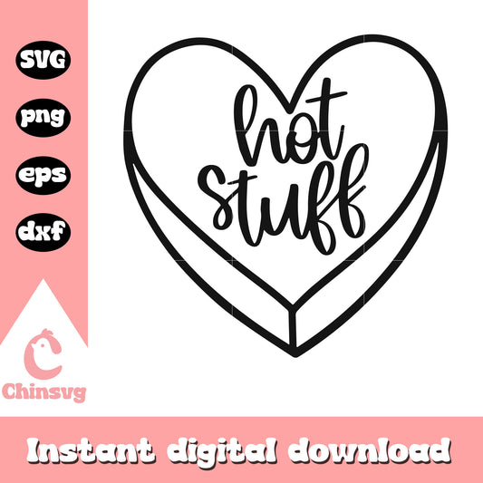 Heart shape hot stuff valentine design svg, candy heart svg