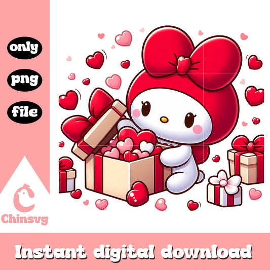 Heart shape valentine day my melody png, valentine day png, my melody png