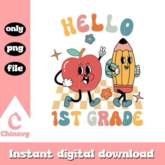 Hello 1st grade design png, welcome back to school png