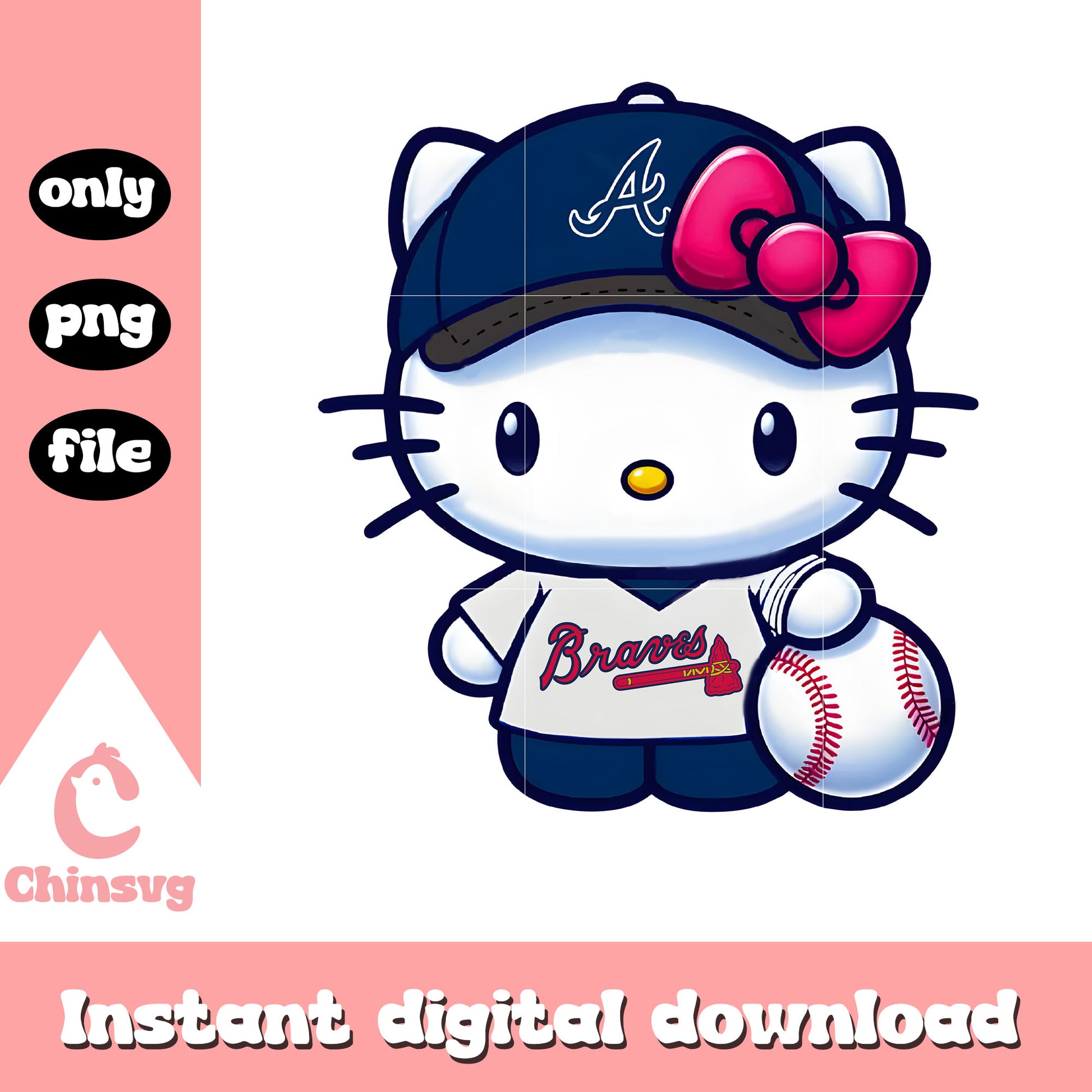Hello Kitty Atlanta Braves Baseball png, Atlanta Braves png