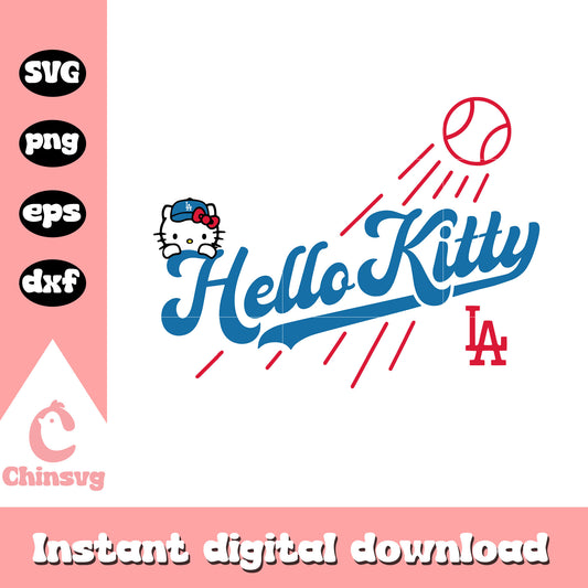 Hello Kitty Dodgers Baseball logo svg, hello kitty dodgers​ svg