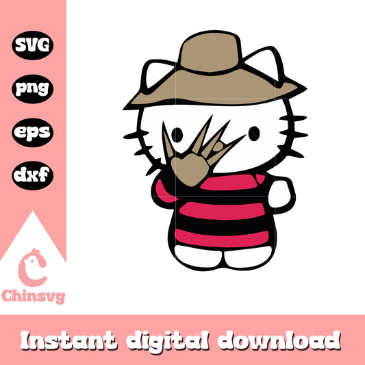 Hello Kitty Freddy Krueger costume svg, hello kitty costume svg