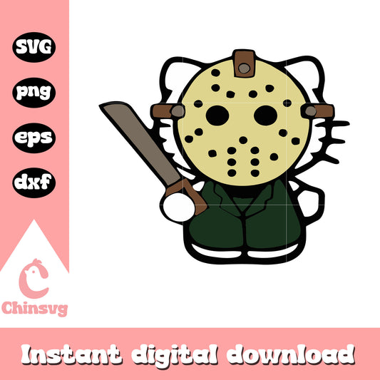 Hello Kitty Jason Voorhees costume svg, hello kitty costume svg