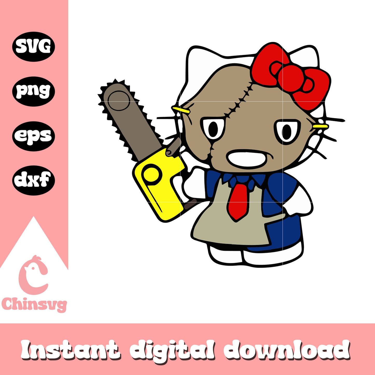 Hello Kitty Leatherface costume svg, hello kitty costume svg