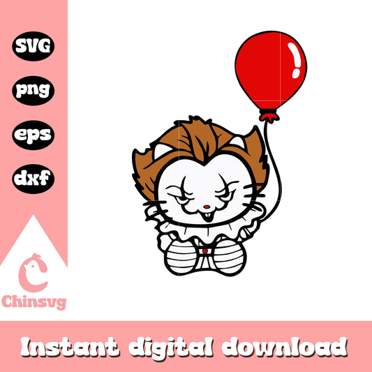 Hello Kitty Pennywise costume svg, hello kitty costume svg