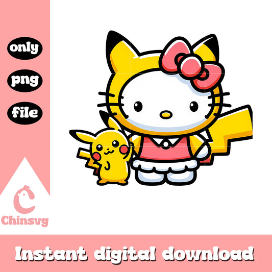 Hello Kitty Pikachu png, pokemon characters png, digital download