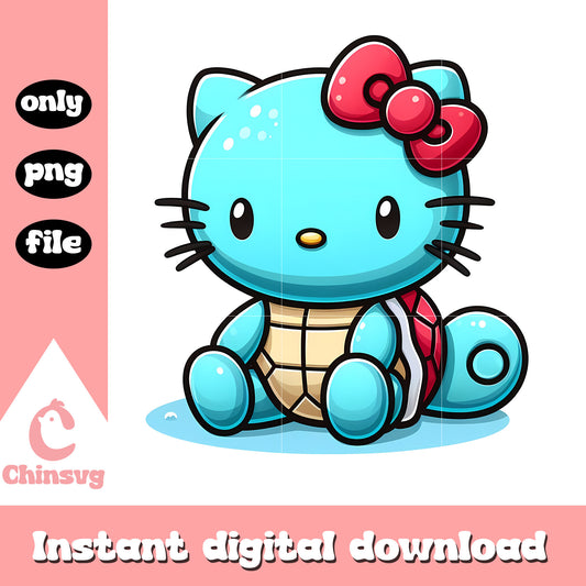 Hello Kitty Squirtle design png, pokemon characters png