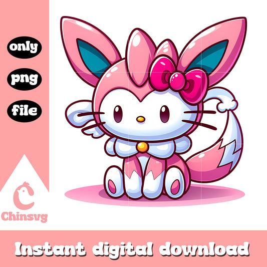 Hello Kitty Sylveon design png, pokemon characters png