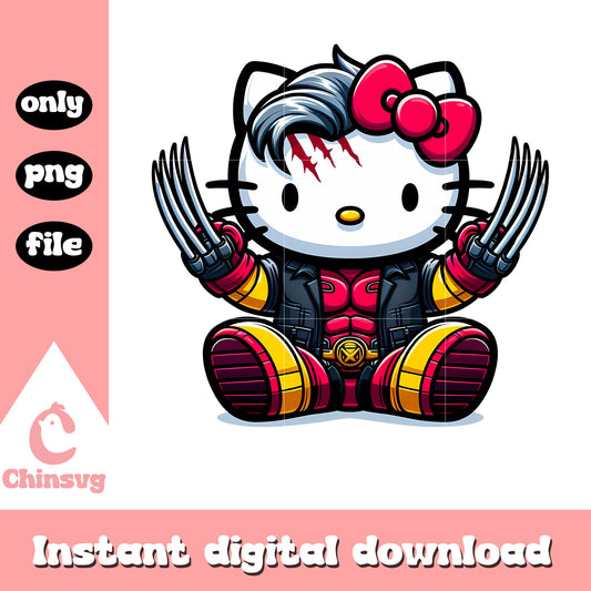 Hello Kitty X Wolverine png, advengers png, marvel png