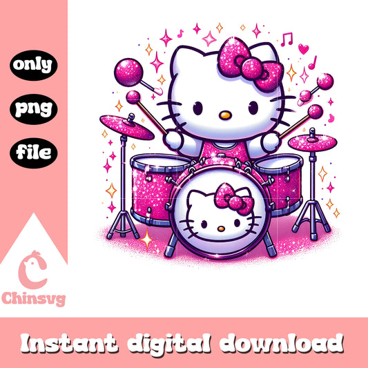 Hello Kitty blink pink drum design png, hello kitty png, band png