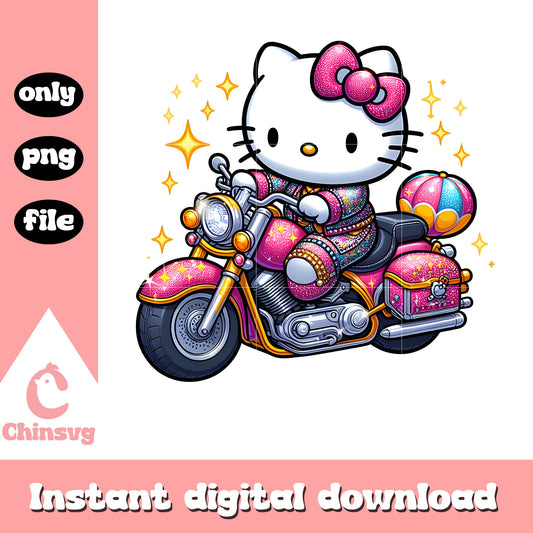 Hello Kitty driving moto png, cute png, hello kitty png