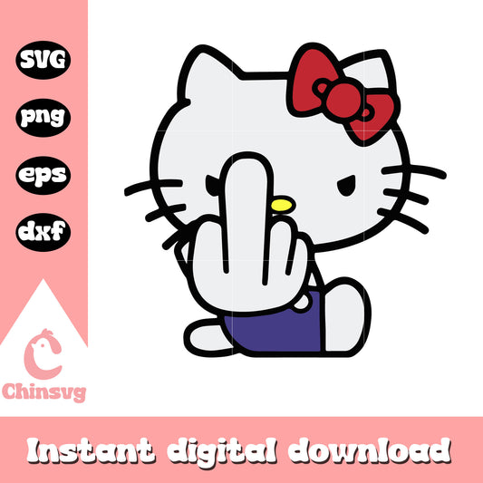 Hello Kitty middle hand svg, hello kitty svg, fuck hand svg