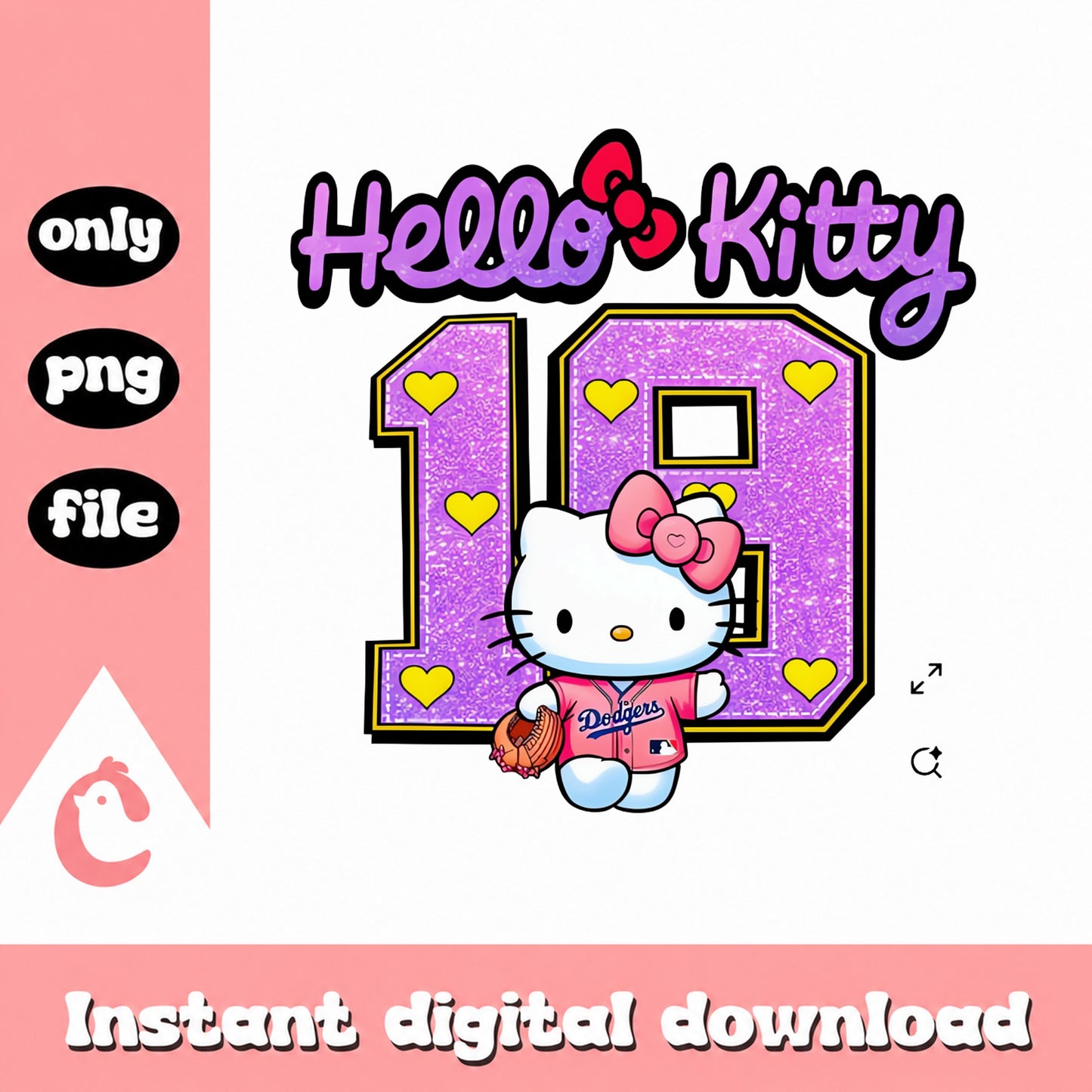 Hello Kitty Baseball PNG, Sanrio Dodgers Clipart, Sports PNG