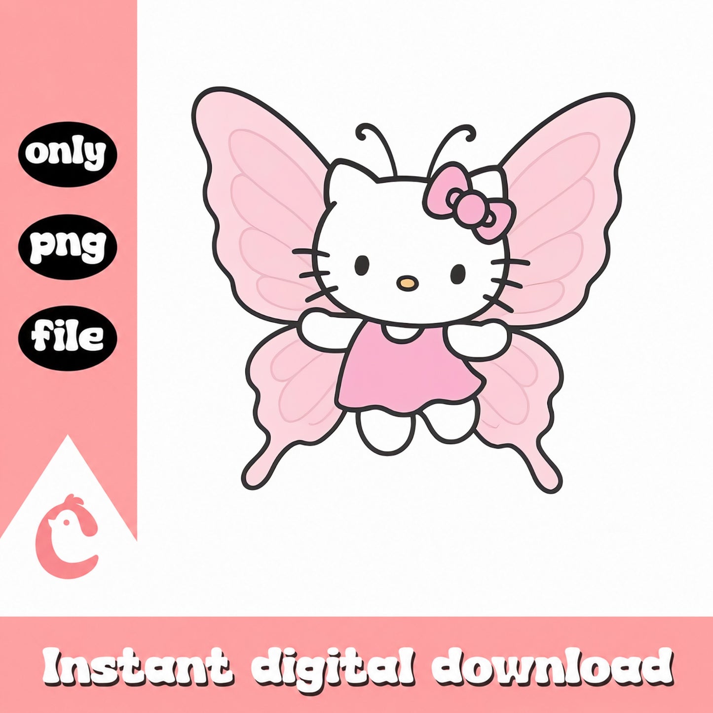 Hello Kitty Butterfly PNG, Sanrio Clipart, Cute Kawaii PNG