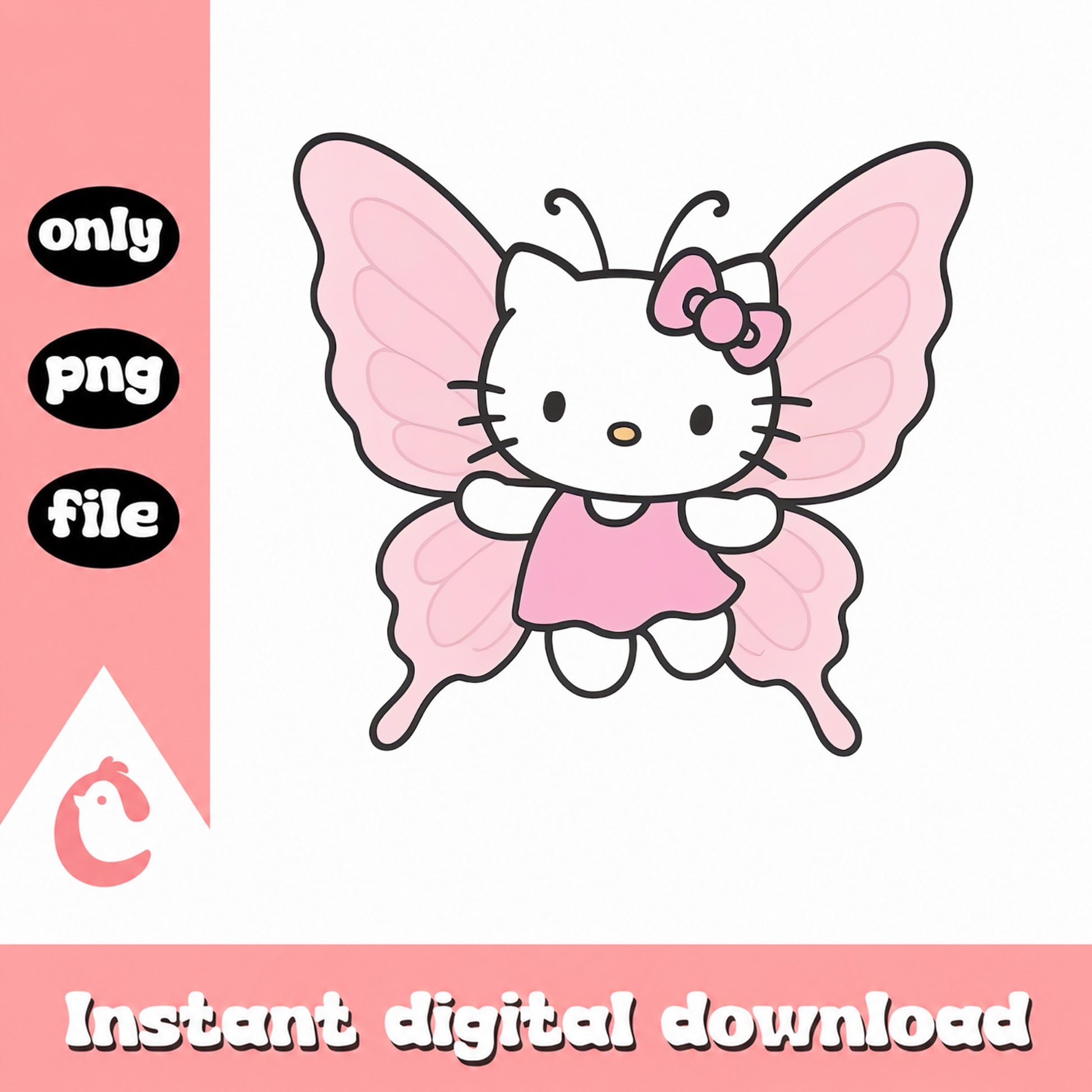 Hello Kitty Butterfly PNG, Sanrio Clipart, Cute Kawaii PNG