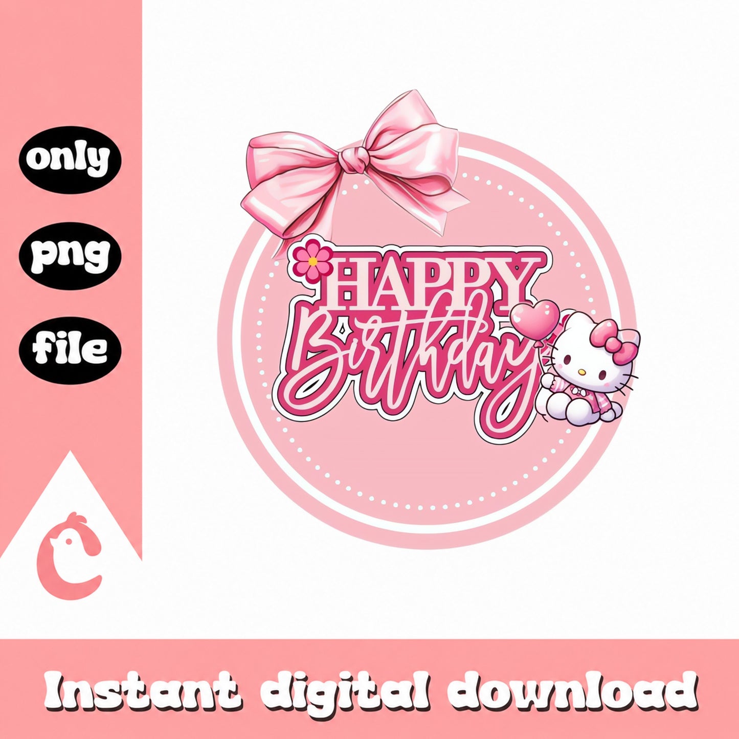Hello Kitty Happy Birthday PNG, Sanrio Birthday Clipart, PNG File
