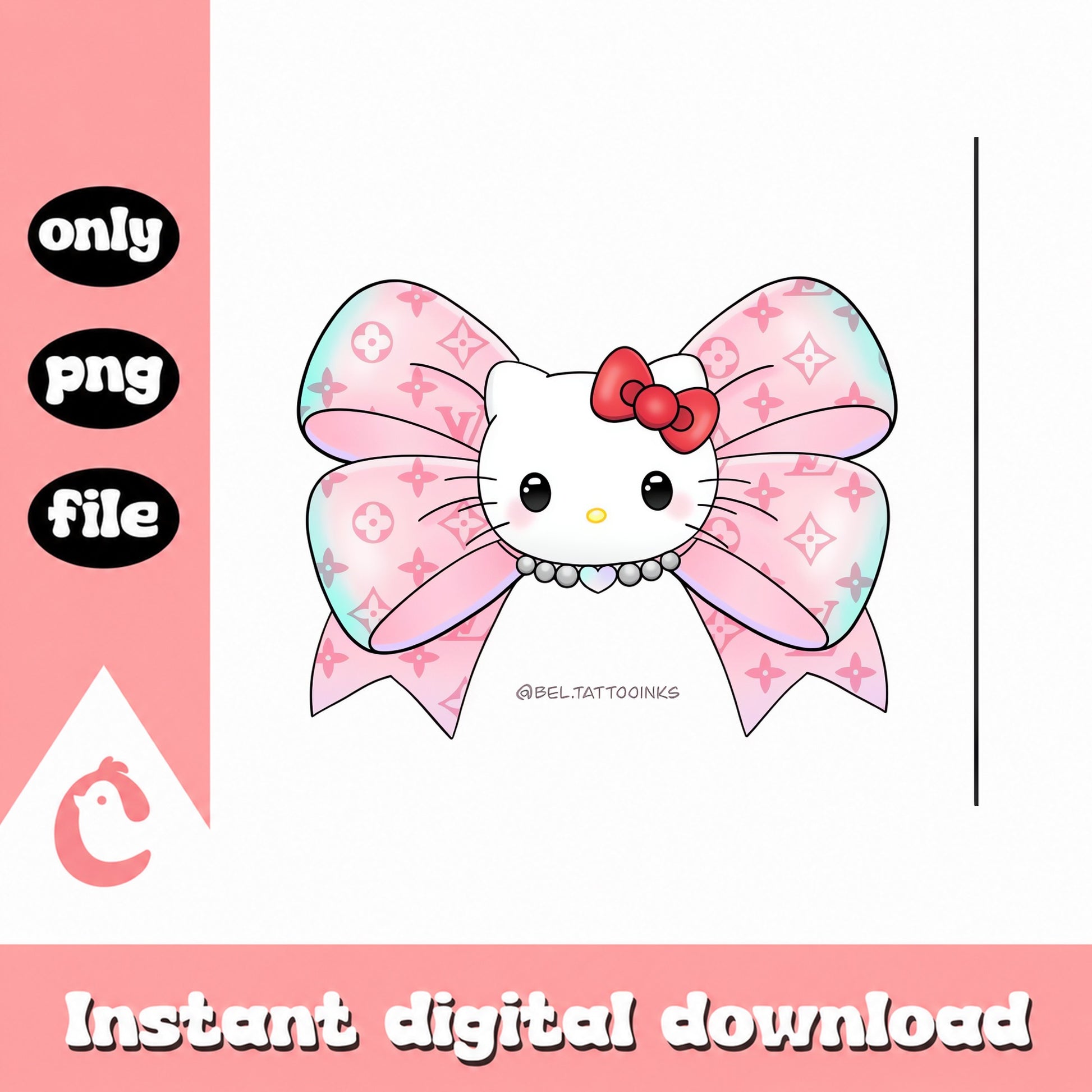 Hello Kitty Luxury Bow PNG, Sanrio Designer Clipart, PNG File