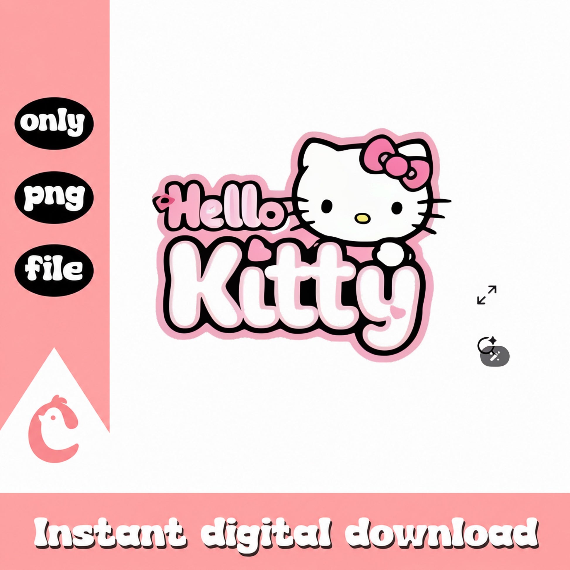 Hello Kitty PNG, Sanrio Character Clipart, Instant Download PNG