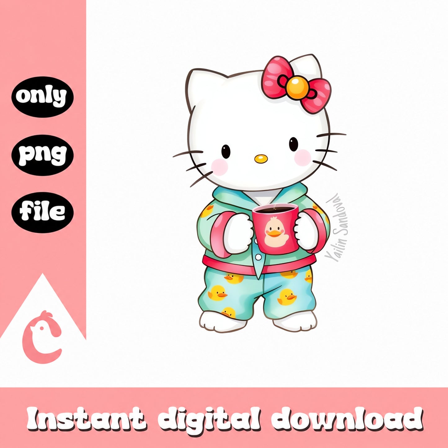 Hello Kitty Pajamas PNG, Sanrio Character Clipart, Coffee Mug PNG