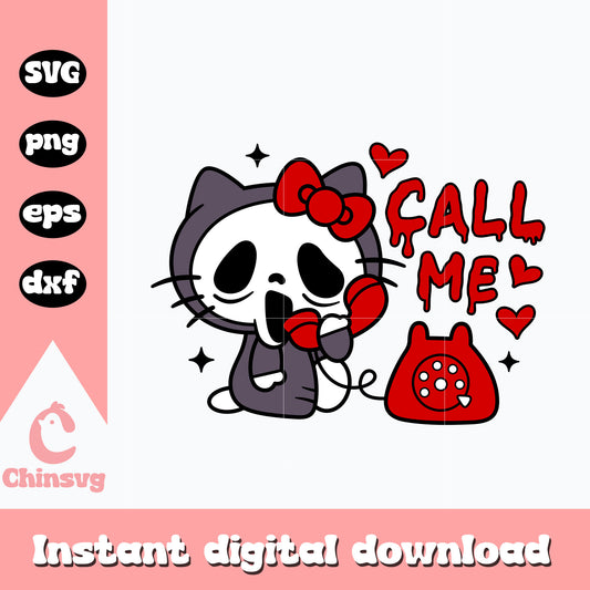 Hello Kitty call me svg, hello kitty svg, valentine svg