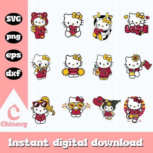 Hello kitty arizona cardinals bundle svg
