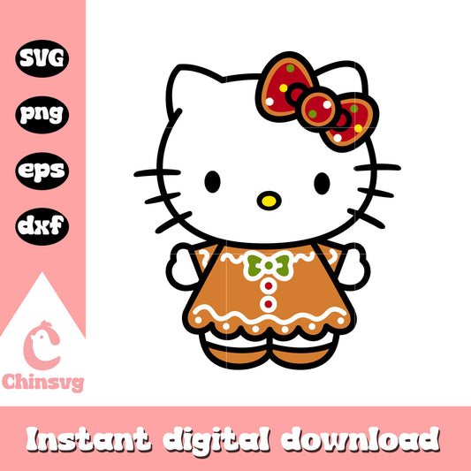 Hello kitty gingerbread christmas svg, hello kitty cookie​ svg