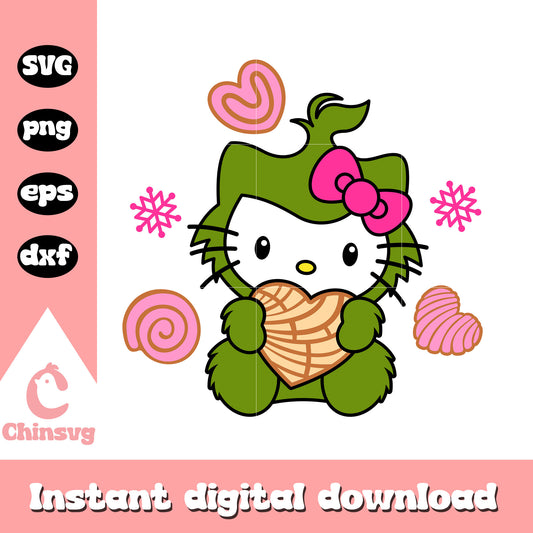 Hello kitty grinch concha cake svg, hello kitty grinch​ svg