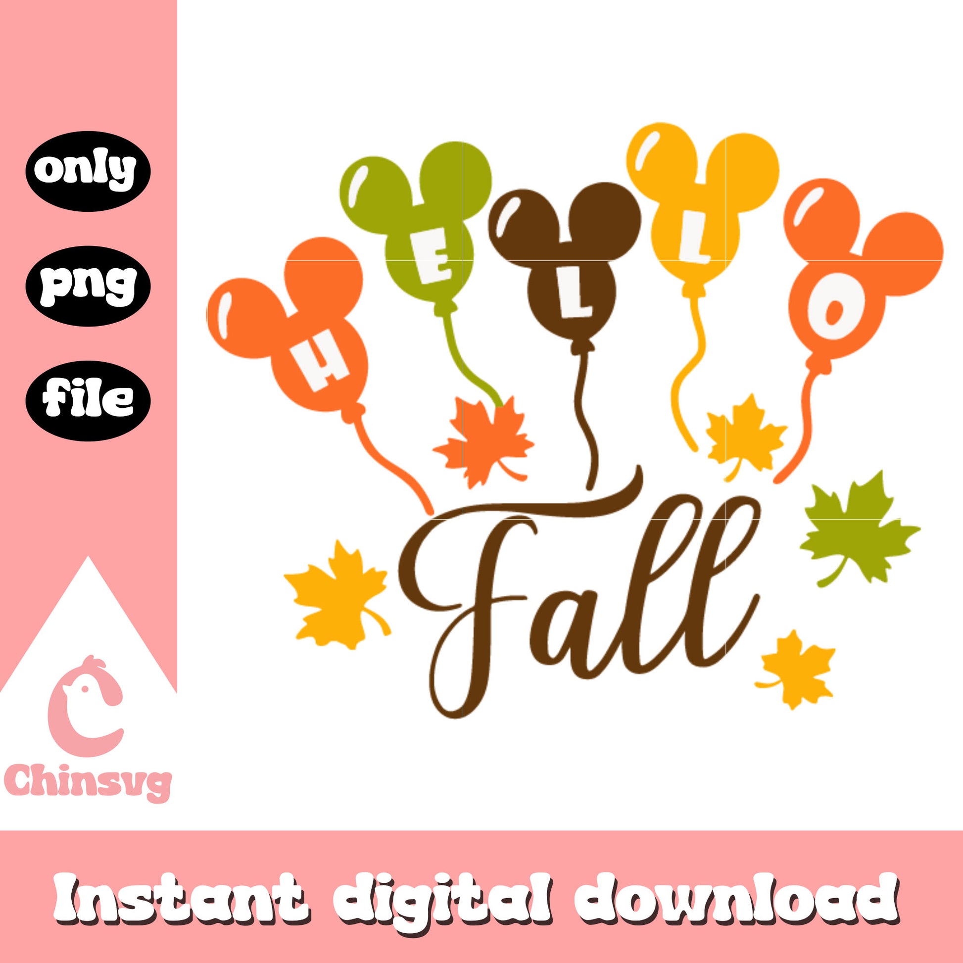 Hello fall mickey ear balloon design png, mickey mouse character png