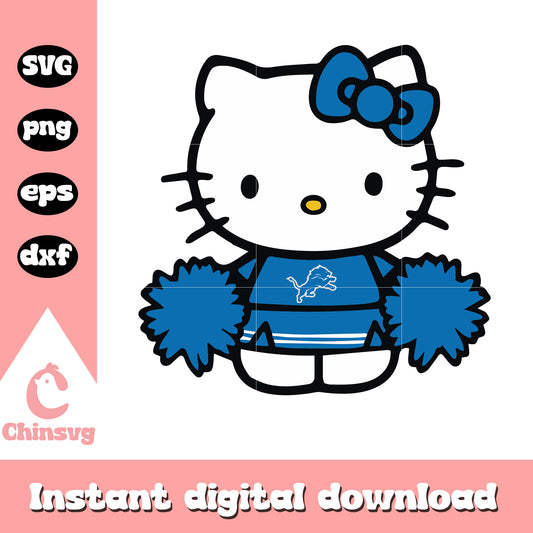 Hello kitty Detroit Lions Cheerleade svg, hello kitty cheerleader​ svg