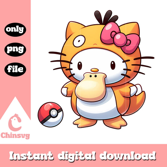 Hello kitty Psyduck costume png, kitty cat png, cartoon png
