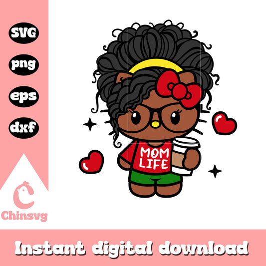 Hello kitty afro mom life svg, hello kitty svg, sanrio svg