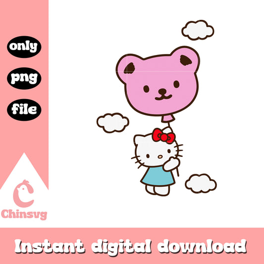 Hello kitty and bear balloon png, cute kitty cat png, hello kitty png