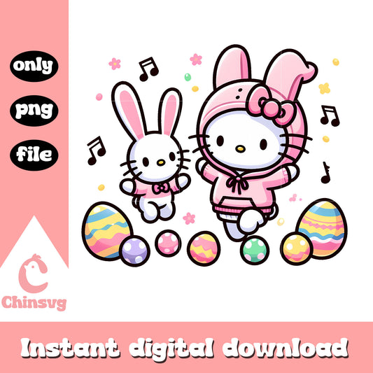 Hello kitty and bunny dancing png, hello kitty costume​ png