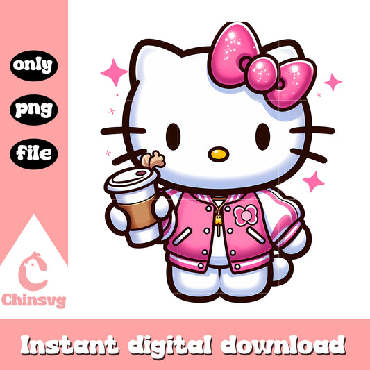 Hello kitty and coffee cup design png, sanrio hello kitty​ png