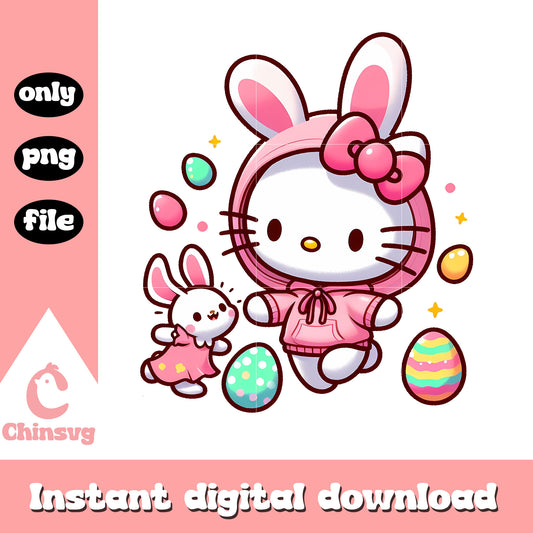 Hello kitty and cute easter bunny png, hello kitty costume​ png